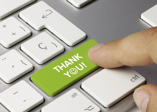 Enter button on a keyboard replaced with thank you
