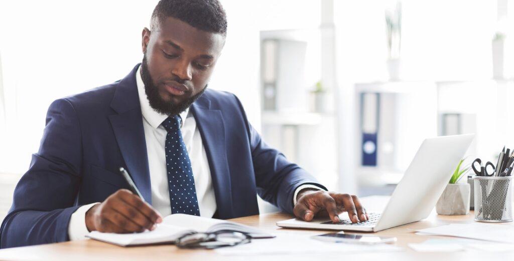 working at a desk