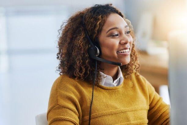 Woman working in a call center
