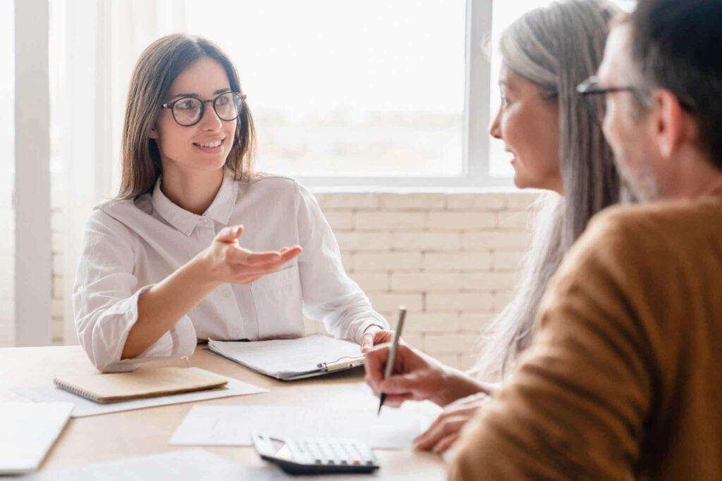 three people in consultation