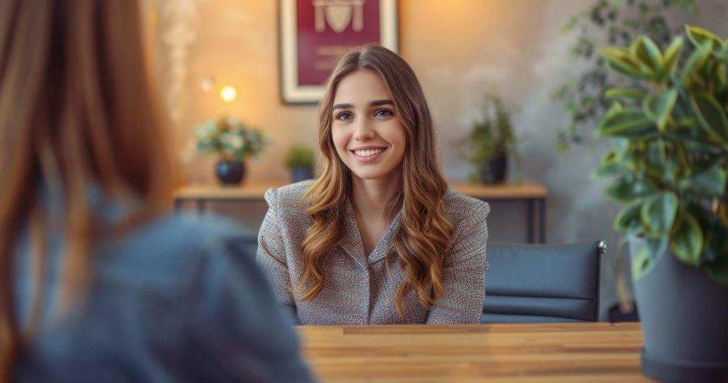 young woman negotiating remote work in a job interview