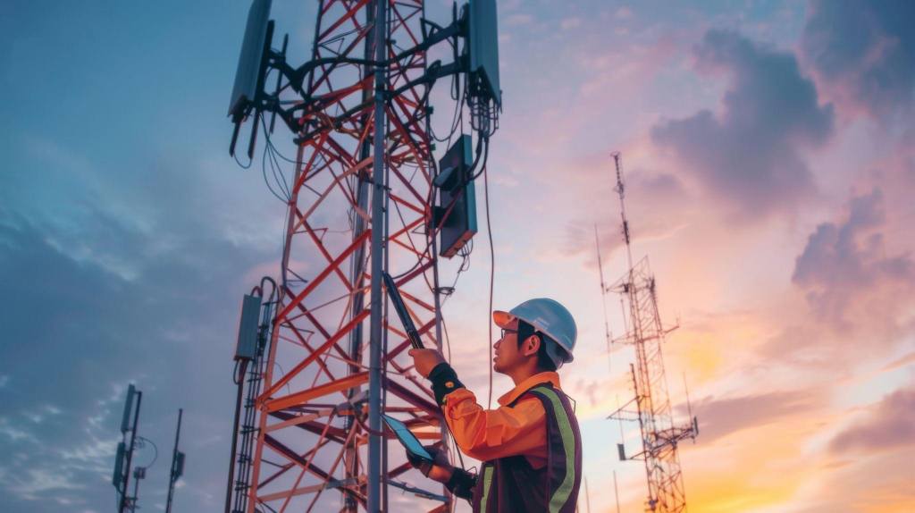 telecom IT technician working in the field