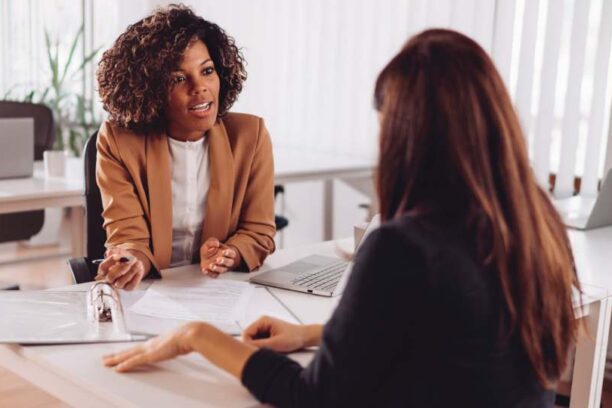 two females in an IT interview for staffing purposes