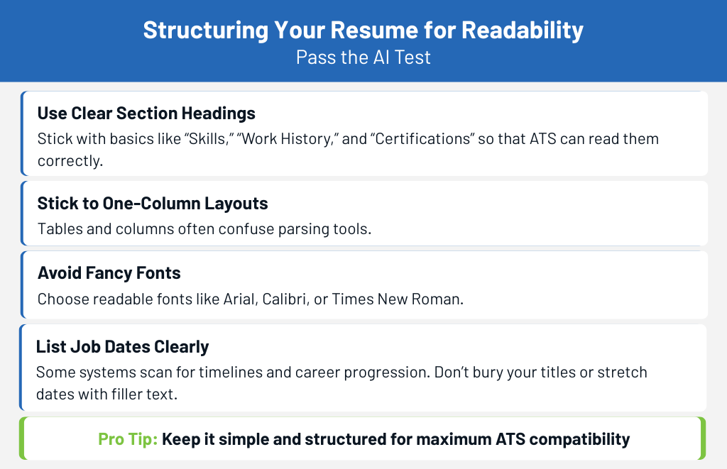 Resume tips for readability and AI compatibility