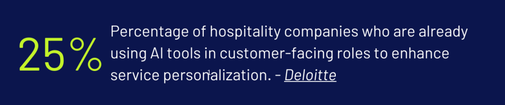 quote about 25% of hospitality companies using AI tools
