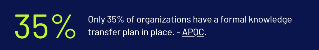 quote about organizations having a formal knowledge transfer plan