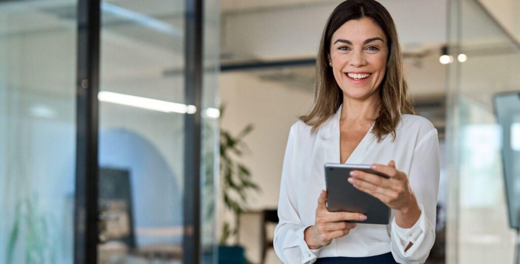 Woman holding tablet
