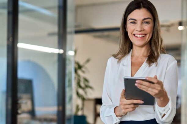 Woman holding tablet