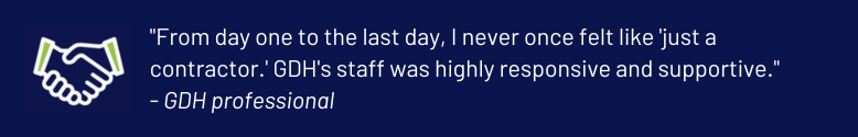 GDH professional testimonial on responsive supportive contractor experience