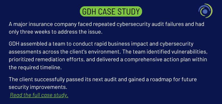 GDH Case Study: Insurance company passes cybersecurity audit