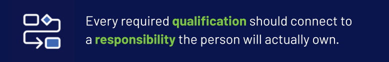 Tip: link every required qualification to a responsibility the role will own
